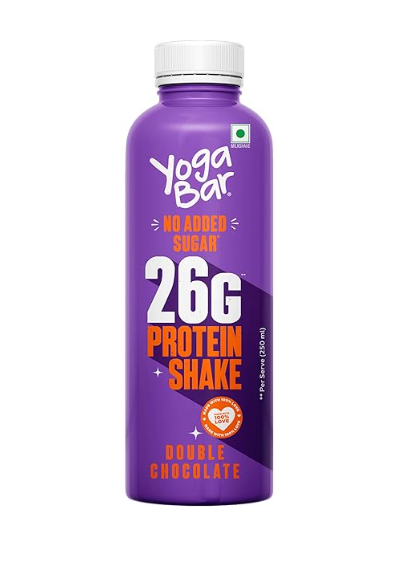 Yogabar 26g Protein Shake, Double Chocolate Flavour Zero Added Sugar